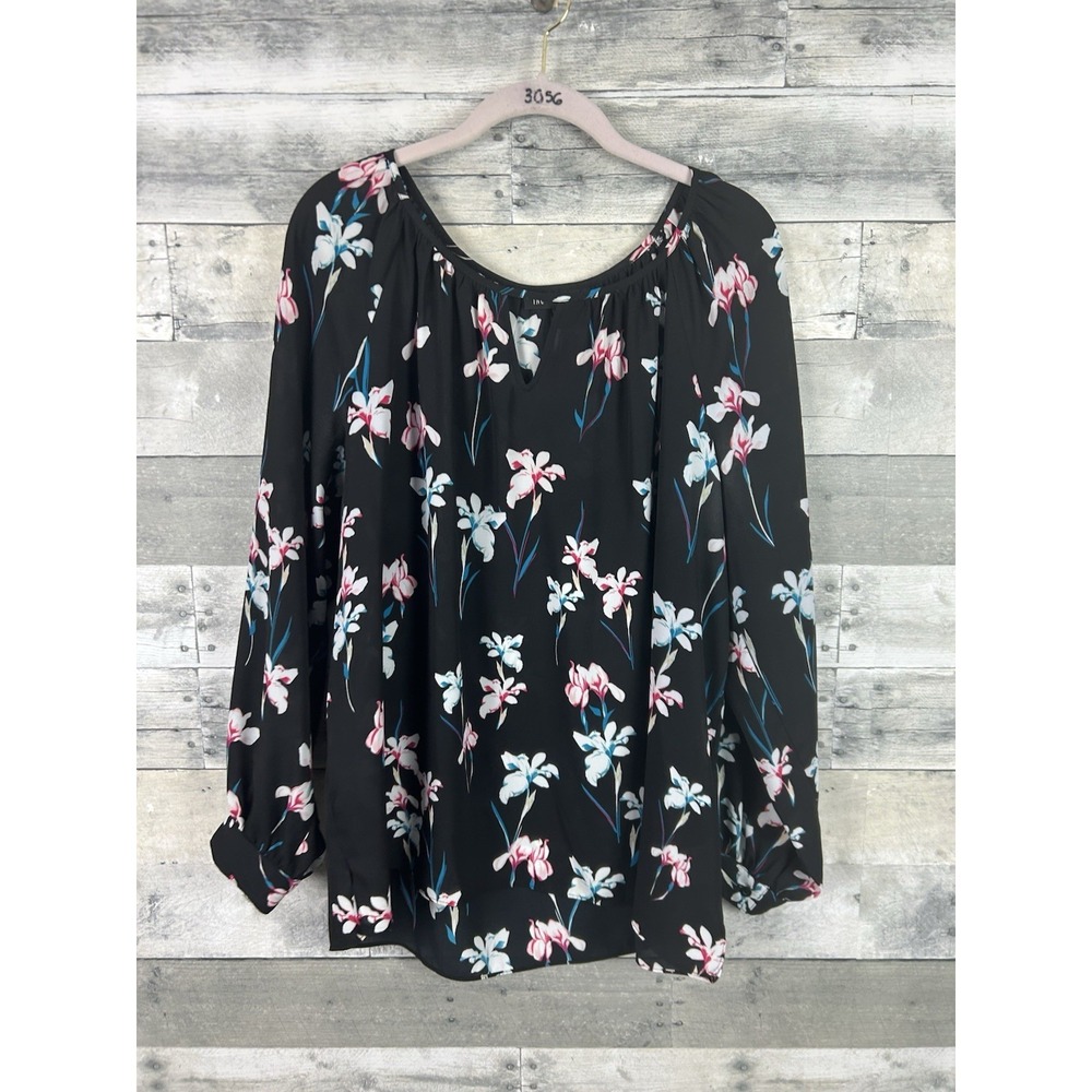 INC International Concepts Women's XL Long Sleeve Floral Blouse
